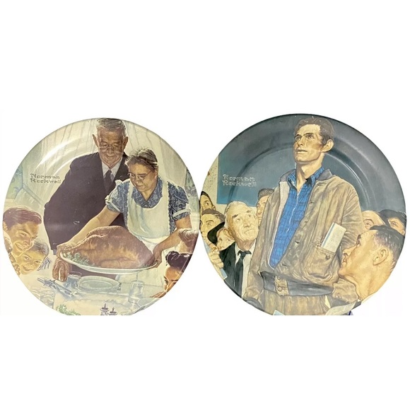 VTG 1979 & 1980 Norman Rockwell Freedom Plates - Picture 1 of 16